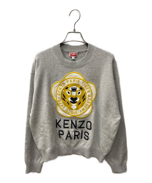 KENZO（ケンゾー）KENZO (ケンゾー) Tiger Academy プルオーバー タイガー刺繍ニット グレー サイズ:M 未使用品の古着・服飾アイテム