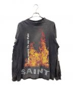 SAINT MICHAELセントマイケル）の古着「24ss PTP  LS TEE/SR TO SS/BLACK ロングスリーブカットソー」｜グレー