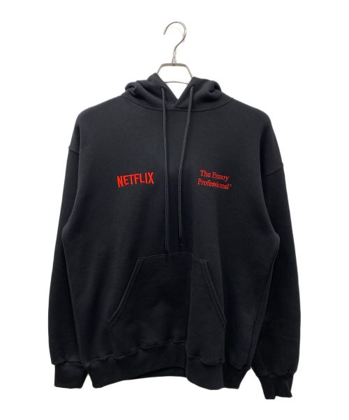 ENNOY（エンノイ）ENNOY (エンノイ) Netflix (ネットフリックス) 23AW コラボ ロゴ刺繍プルオーバーパーカー ブラック サイズ:SIZE Mの古着・服飾アイテム