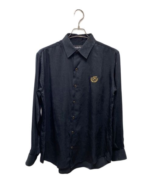 BlackEyePatch（ブラックアイパッチ）BlackEyePatch (ブラックアイパッチ) B EMBLEM SATIN SHIRT ブラック サイズ:SIZE Mの古着・服飾アイテム