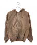 X-LARGEエクストララージ）の古着「PIGMENT DYED WORK ZIP HOODED SWEATSHIRT ジップパーカー」｜ブラウン