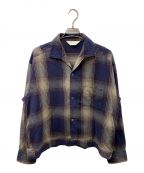 ANCELLMアンセルム）の古着「FLANNEL CHECK SHORT SHIRT JACKET」｜パープル×ネイビー