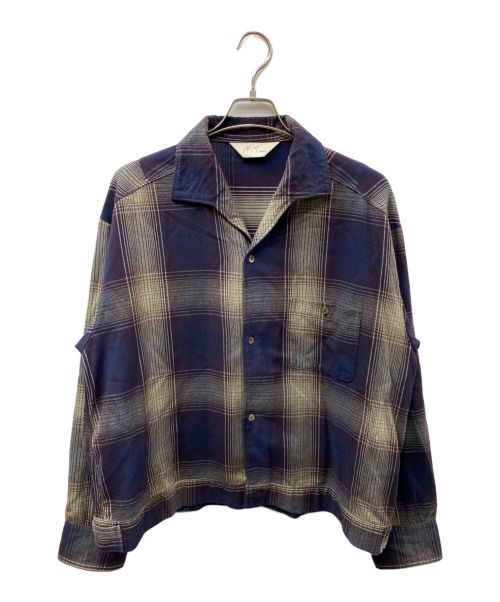 ANCELLM（アンセルム）ANCELLM (アンセルム) FLANNEL CHECK SHORT SHIRT JACKET パープル×ネイビー サイズ:2の古着・服飾アイテム