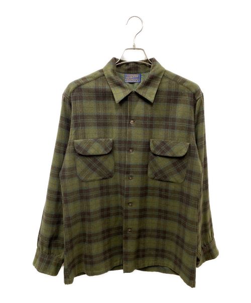 PENDLETON（ペンドルトン）PENDLETON (ペンドルトン) 50's ウールチェックオープンカラーシャツ グリーン サイズ:Lの古着・服飾アイテム