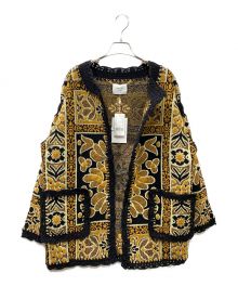 Ameri（アメリ）の古着「RUG Pattern Knit Jacket」｜イエロー×ブラック