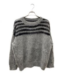 uniform experiment（ユニフォームエクスペリメント）の古着「MOHAIR PANELED BORDER CREWNECK KNIT」｜グレー