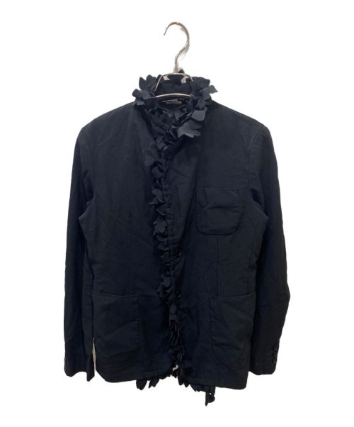 BLACK COMME des GARCONS（ブラック コムデギャルソン）BLACK COMME des GARCONS (ブラック コムデギャルソン) フリルテーラードジャケット ブラック サイズ:Sの古着・服飾アイテム