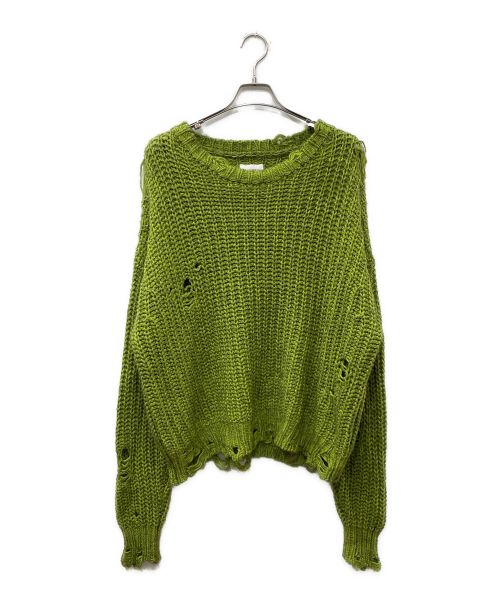 KAMIYA（カミヤ）KAMIYA (カミヤ) 24AW Distressed Knit Sweater ダメージニット グリーン サイズ:不明(表記無)の古着・服飾アイテム