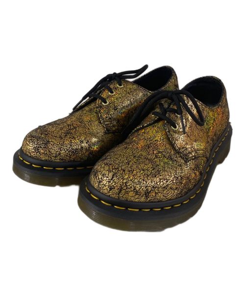 Dr.Martens（ドクターマーチン）Dr.Martens (ドクターマーチン) スパンコール3ホールシューズ ゴールド×ブラック サイズ:US7の古着・服飾アイテム