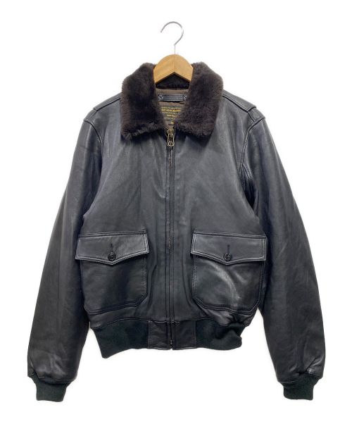 HOUSTON（ヒューストン）HOUSTON (ヒューストン) 8193 GOAT LEATHER G-1 FLIGHT JACKET ブラック サイズ:38Ｒの古着・服飾アイテム