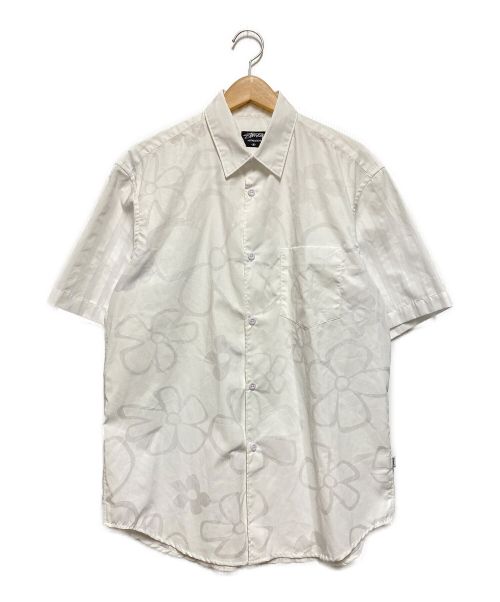 stussy（ステューシー）stussy (ステューシー) 00's フラワーストライプシャツ ホワイト サイズ:Мの古着・服飾アイテム