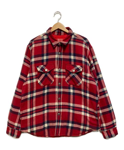 SUPREME（シュプリーム）SUPREME (シュプリーム) Quilted Arc Logo Flannel Shirt レッド サイズ:Lの古着・服飾アイテム