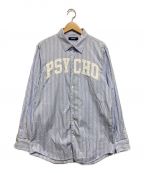 UNDERCOVERアンダーカバー）の古着「PSYCHO ストライプパッチシャツ」｜ブルー