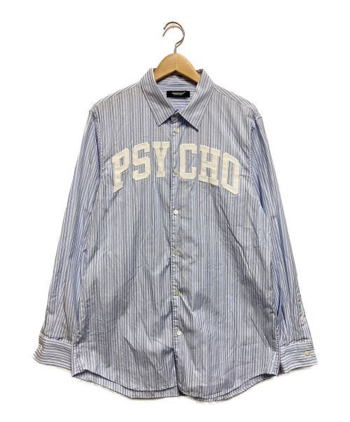 UNDERCOVER（アンダーカバー）UNDERCOVER (アンダーカバー) PSYCHO ストライプパッチシャツ ブルー サイズ:2の古着・服飾アイテム