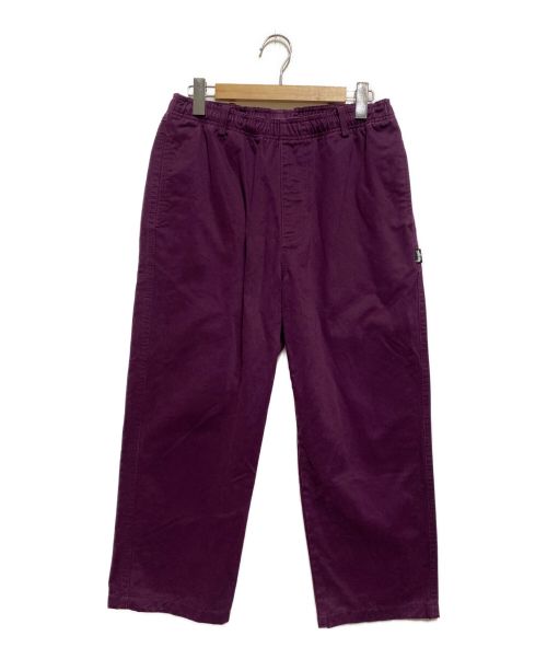 stussy（ステューシー）stussy (ステューシー) BEACH PANT BRUSHED COTTON パープル サイズ:Мの古着・服飾アイテム