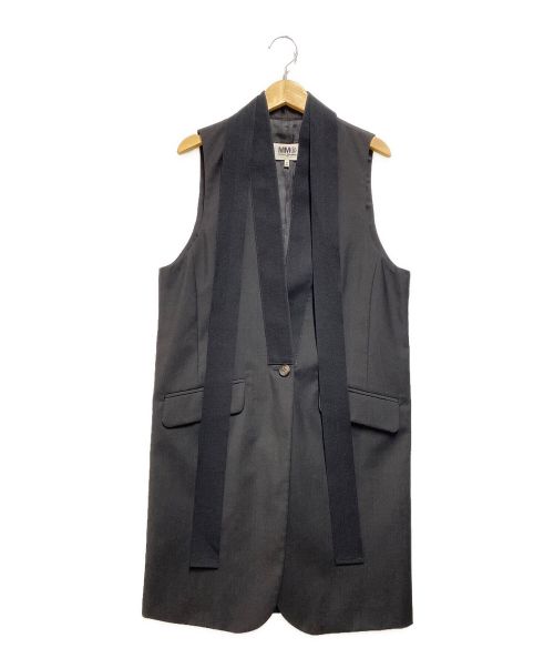 MM6 Maison Margiela（エムエムシックス メゾンマルジェラ）MM6 Maison Margiela (エムエムシックス メゾンマルジェラ) タイ付きロングジレ ブラック サイズ:38の古着・服飾アイテム