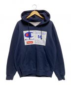 SUPREME×Championシュプリーム×チャンピオン）の古着「Label Hooded Sweatshirt」｜ネイビー