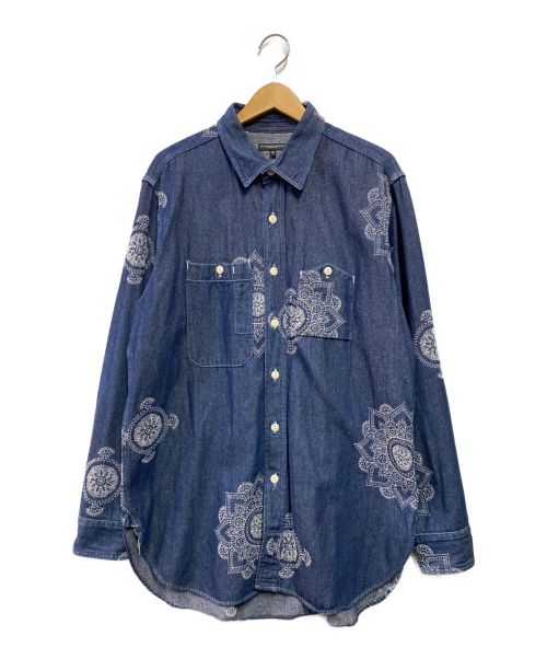 Engineered Garments（エンジニアド ガーメンツ）Engineered Garments (エンジニアド ガーメンツ) Work Shirt - Indigo Floral Crest Embroidery Denim インディゴ サイズ:Mの古着・服飾アイテム