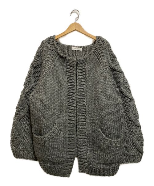 GLASSY SEA（グラッシーシー）GLASSY SEA (グラッシーシー) CABLE HANDKNIT CARDIGAN グレー サイズ:Ｆの古着・服飾アイテム