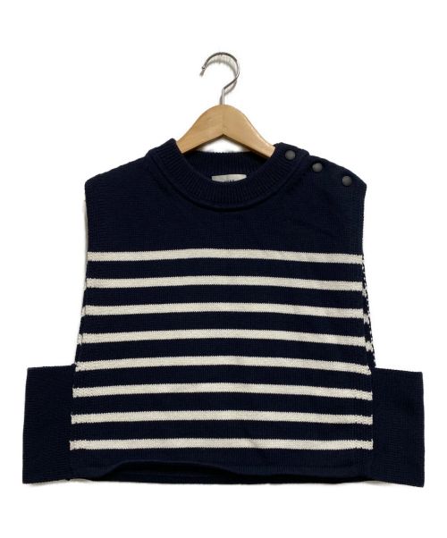 HYKE（ハイク）HYKE (ハイク) STRIPED SWEATER CROP ネイビー サイズ:FREEの古着・服飾アイテム