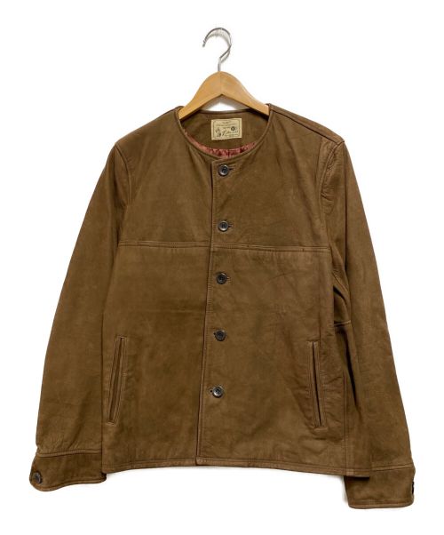 Varde77（バルデセブンティセブン）Varde77 (バルデセブンティセブン) NO COLLAR NUBUCK LEATHER JACKET ブラウン サイズ:3の古着・服飾アイテム