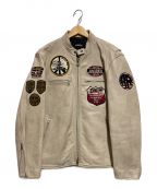 AVIREXアヴィレックス）の古着「AGED STAND SINGLE RIDERS JACKET」｜ベージュ