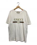 GUCCIグッチ）の古着「ロゴ ウォッシュドオーバーサイズ Tシャツ」｜ホワイト