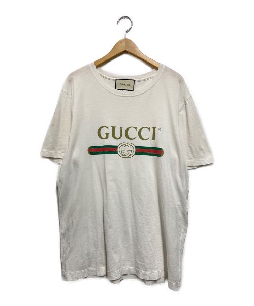 GUCCI（グッチ）GUCCI (グッチ) ロゴ ウォッシュドオーバーサイズ Tシャツ ホワイト サイズ:Lの古着・服飾アイテム