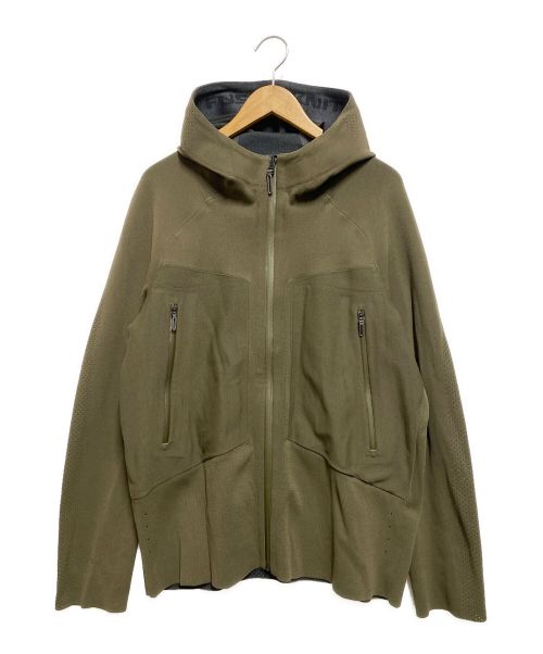 DESCENTE ALLTERRAIN（デサント オルテライン）DESCENTE ALLTERRAIN (デザイント オルテライン) フュージョンニット リバーシブルフーディー オリーブ サイズ:Lの古着・服飾アイテム