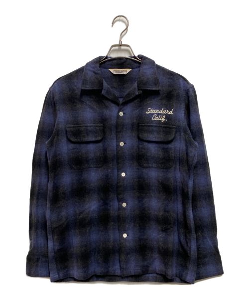 STANDARD CALIFORNIA（スタンダードカリフォルニア）STANDARD CALIFORNIA (スタンダードカリフォルニア) OMBRE CHECK WOOL SHIRT ブルー サイズ:Mの古着・服飾アイテム