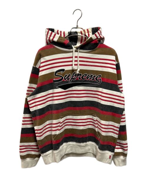 SUPREME（シュプリーム）SUPREME (シュプリーム) STRIPED HOODED SWEATSHIRT ホワイト サイズ:Lの古着・服飾アイテム