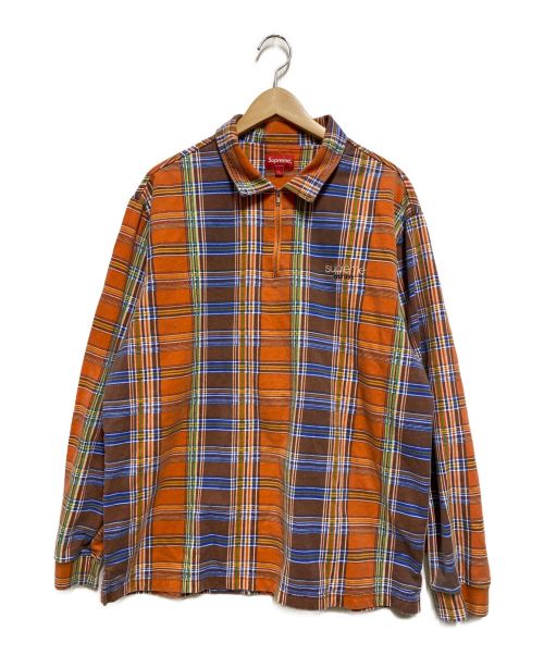 SUPREME（シュプリーム）SUPREME (シュプリーム) Plaid Zip Up L/S POLO オレンジ サイズ:Lの古着・服飾アイテム