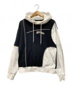 FenG CHen WANGフェンチェンワン）の古着「FRENCH TERRY PANELLED HOODIE」｜ブラック×ホワイト