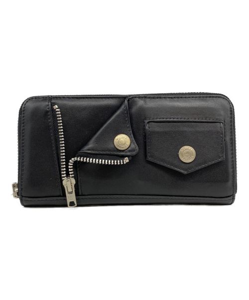 Schott（ショット）Schott (ショット) LEATHER RIDERS ZIP WALLET ブラックの古着・服飾アイテム