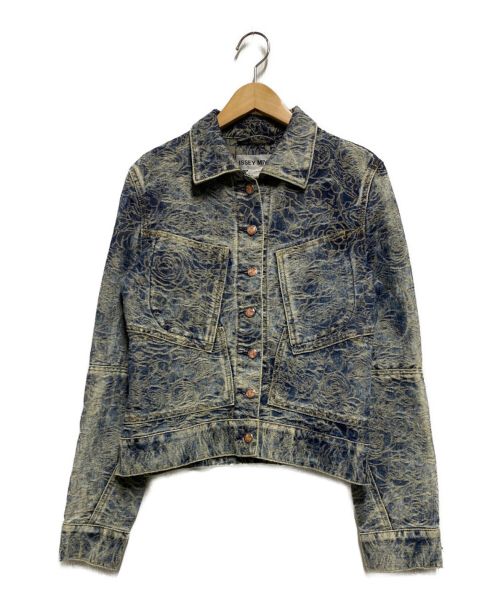 ISSEY MIYAKE（イッセイミヤケ）ISSEY MIYAKE (イッセイミヤケ) Rose Embossed Paneled Denim Jacket インディゴ サイズ:2の古着・服飾アイテム