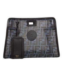 FENDI（フェンディ）の古着「メッシュスモールピーカブーディフェンダーバッグカバー」｜スカイブルー×ブラック