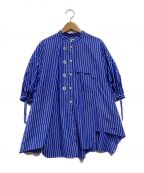 ENFOLDエンフォルド）の古着「WAVE-HEM SHIRT」｜ブルー