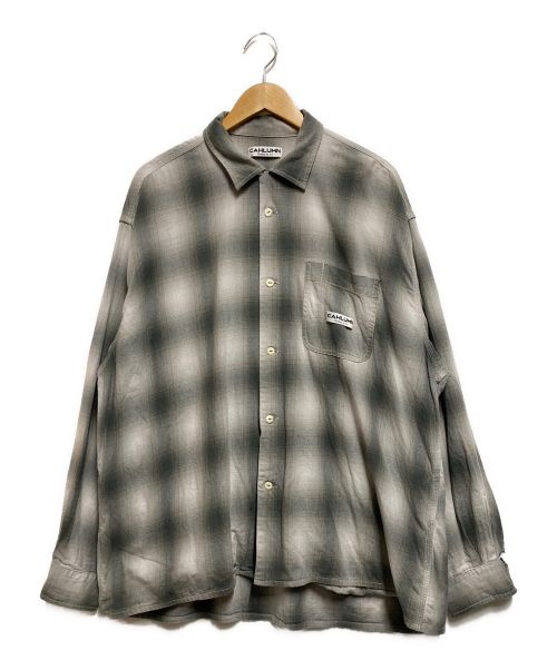 CAHLUMN（カウラム）CAHLUMN (カウラム) Magazine Pocket Open Collar Shirt グレー サイズ:Lの古着・服飾アイテム