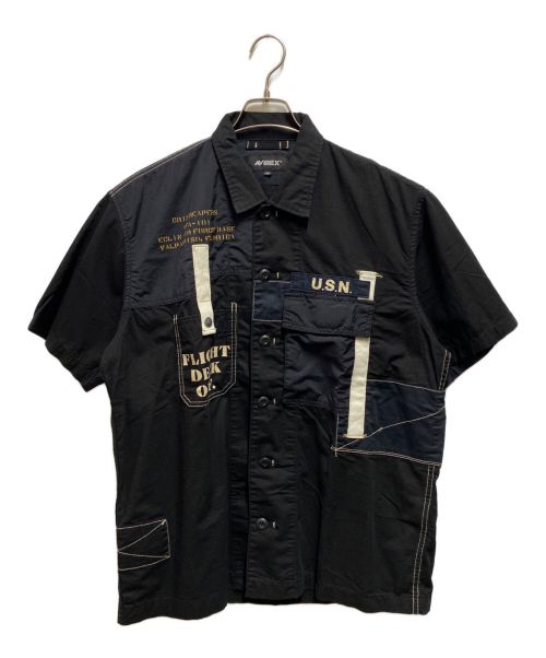 AVIREX（アヴィレックス）AVIREX (アヴィレックス) S/S REMAKE MILITARY SHIRTS ブラック サイズ:2XLの古着・服飾アイテム