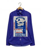 KENZOケンゾー）の古着「Rice Bag Label Stripe Poplin Slim Shirt」｜ブルー