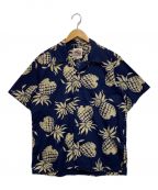 Duke Kahanamokuデュークカハナモク）の古着「COTTON S/S OPEN SHIRTDUKES PINEAPPLE」｜ネイビー