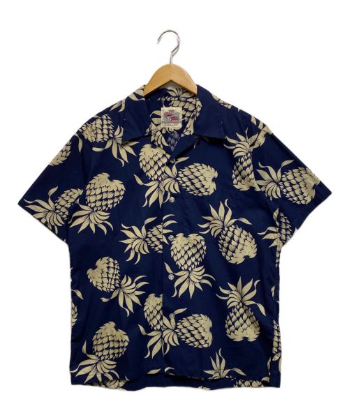 Duke Kahanamoku（デュークカハナモク）Duke Kahanamoku (デュークカハナモク) COTTON S/S OPEN SHIRTDUKES PINEAPPLE ネイビー サイズ:Мの古着・服飾アイテム