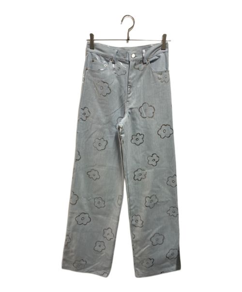 POPPY（ポピー）POPPY (ポピー) SILVER FLOWER DENIM PANTS スカイブルー サイズ:Lの古着・服飾アイテム