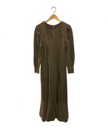 Ameri（アメリ）の古着「PENTAGON NECK FOLD HEM DRESS」｜オリーブ