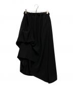 LIMI feuリミフゥ）の古着「DOUBLE SATIN IRREGULAR HEM SKIRT」｜ブラック