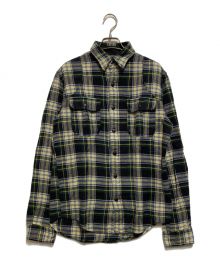 RRL（ダブルアールエル）の古着「エルボ-パッチネルシャツ」｜グリーン