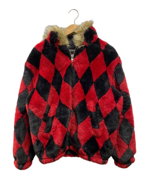 SUPREME（シュプリーム）SUPREME (シュプリーム) Diamond faux fur jacket レッド サイズ:Мの古着・服飾アイテム