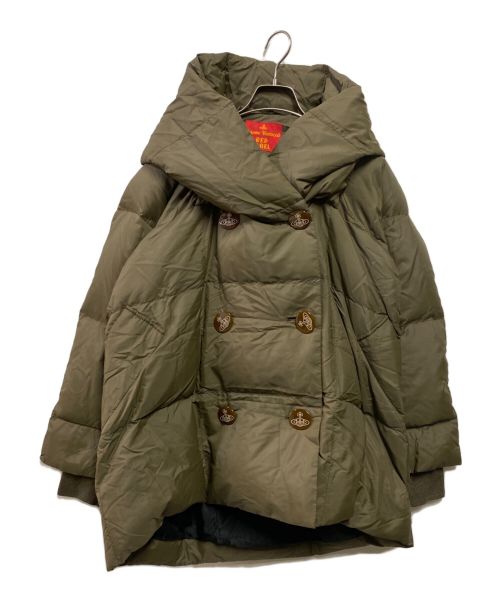 Vivienne Westwood RED LABEL（ヴィヴィアンウエストウッドレッドレーベル）Vivienne Westwood RED LABEL (ヴィヴィアンウエストウッドレッドレーベル) オーブボタンフーデッドダウンジャケット 01101M オリーブ サイズ:2の古着・服飾アイテム