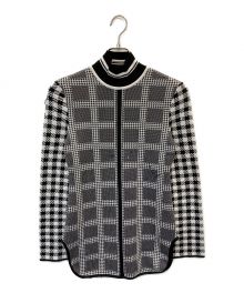 Mame Kurogouchi（マメクロゴウチ）の古着「Multi Plaid Geometric Knit Top」｜ブラック