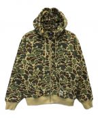 stussyステューシー）の古着「CAMO DOUBLE FACE ZIP HOODIE」｜カーキ